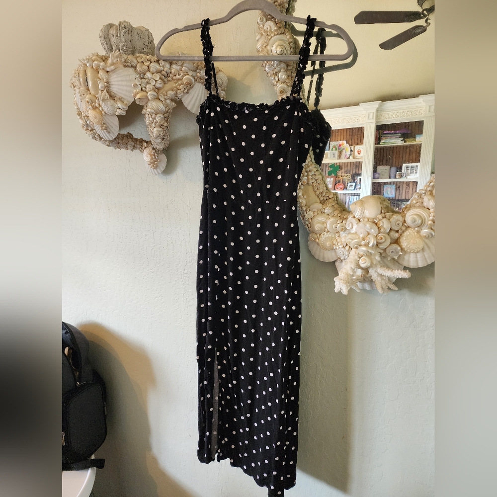 Black Vintage-style Polka Dot Dress